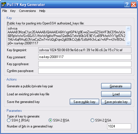 Enregistrement des clés